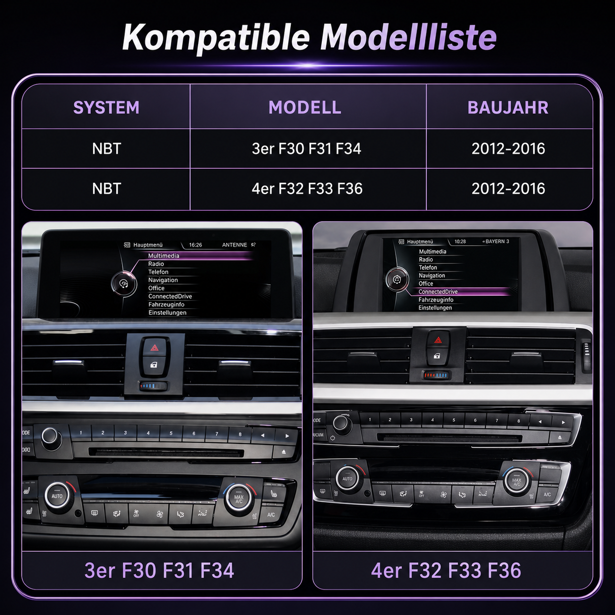 Touchscreen for BMW 3 Series & 4 Series NBT – Wireless CarPlay & Android Auto