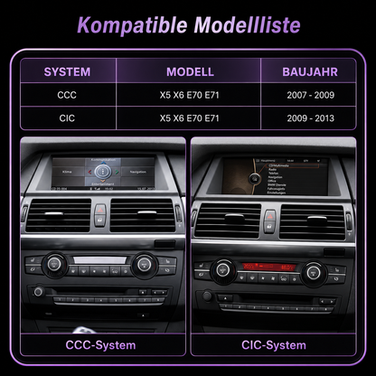 Touchscreen for BMW X5 E70 & X6 E71 with CCC or CIC – Wireless CarPlay & Android Auto