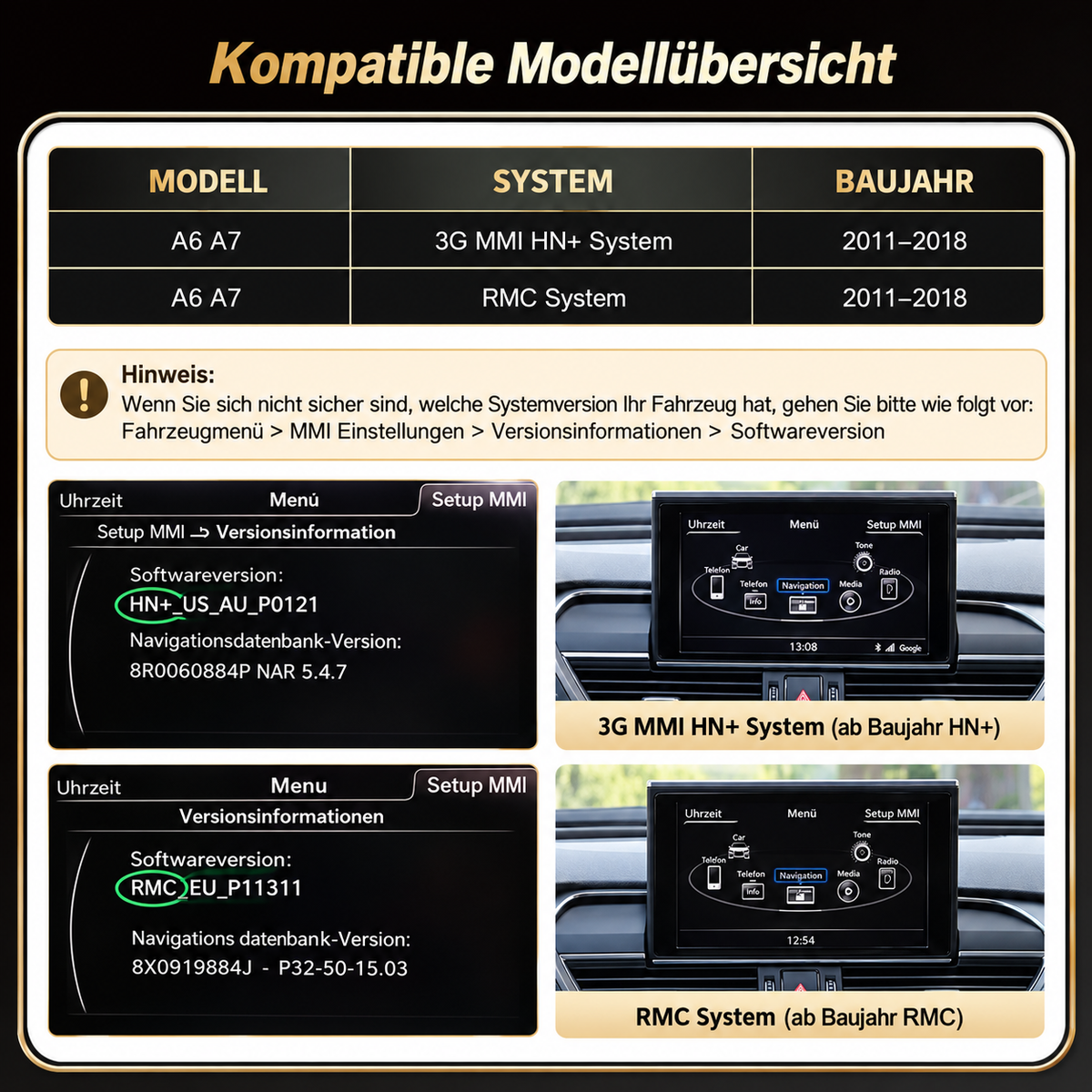 Touchscreen für Audi A6 & A7 – Wireless CarPlay & Android Auto