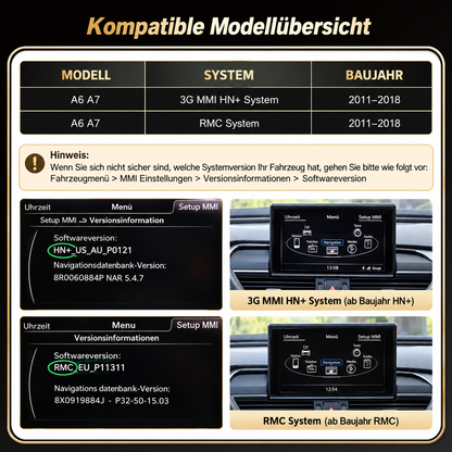 Touchscreen für Audi A6 & A7 – Wireless CarPlay & Android Auto