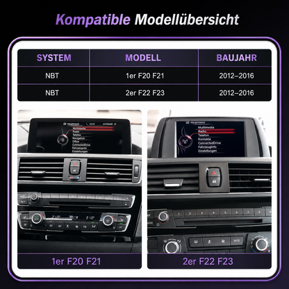 Touchscreen for BMW 1 Series F20/F21 & 2 Series F22/F23 with NBT – Wireless CarPlay & Android Auto